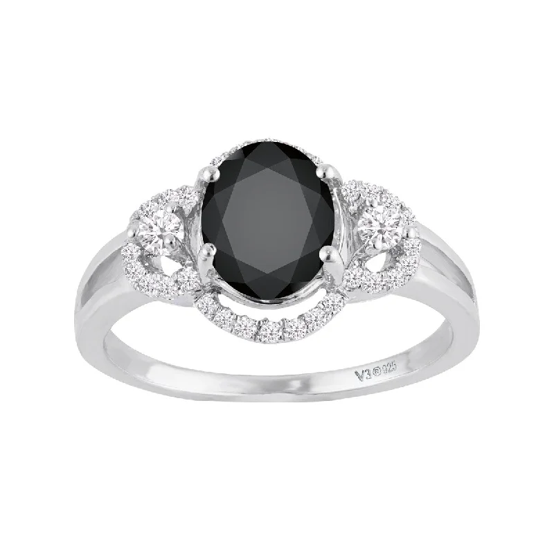 Opal Gemstone Rings in Rose Gold with a Milgrain Edge for a Feminine and Romantic StyleSterling Silver with Natural Black Spinel and White Zircon Ring Opal Gemstone Rings in Rose Gold with a Milgrain Edge for a Feminine and Romantic StyleSterling Silver with Natural Black Spinel and White Zircon Ring