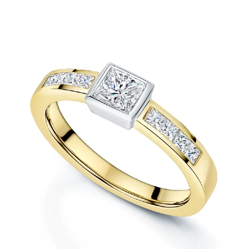 Men's Alexandrite Engagement Rings in Platinum with a Hidden Halo of Diamonds18ct Yellow Gold Princess Cut Diamond Rub-Over Set Ring With Diamond Set Shoulders Men's Alexandrite Engagement Rings in Platinum with a Hidden Halo of Diamonds18ct Yellow Gold Princess Cut Diamond Rub-Over Set Ring With Diamond Set Shoulders