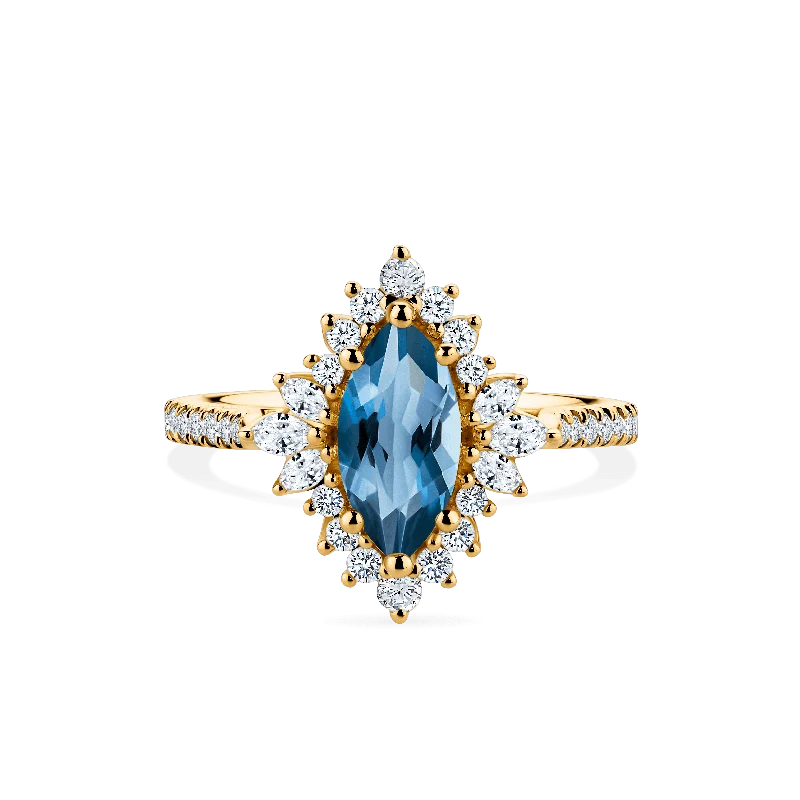 Men's Ruby Engagement Rings in Rose Gold with a Solitaire Design for a Romantic GestureBluebird™ London Blue Topaz & 0.33ct TW Diamond Ring in 9ct Yellow Gold Men's Ruby Engagement Rings in Rose Gold with a Solitaire Design for a Romantic GestureBluebird™ London Blue Topaz & 0.33ct TW Diamond Ring in 9ct Yellow Gold