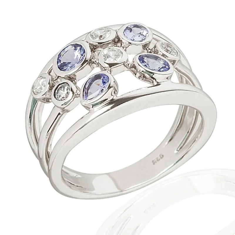 Turquoise Gemstone Rings in 925 Silver with a Southwestern - Inspired Design for a Rustic Charm925 Sterling Silver Tanzanite And White Natural Zircon Cluster Ring Turquoise Gemstone Rings in 925 Silver with a Southwestern - Inspired Design for a Rustic Charm925 Sterling Silver Tanzanite And White Natural Zircon Cluster Ring