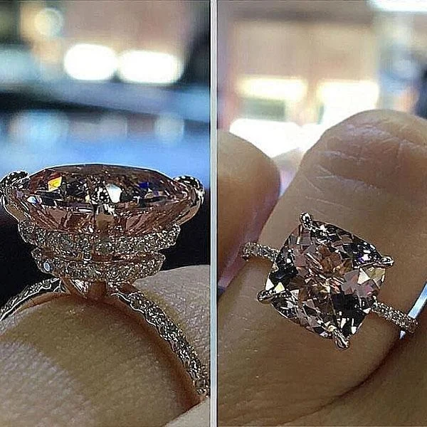 Men's Ruby Engagement Rings in Rose Gold with a Solitaire Design for a Romantic GestureRose Golden Cushion Cut Engagement Ring with Under Double Halo