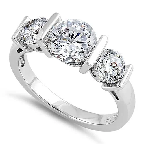 Men's Moonstone Engagement Rings in Silver - Plated Copper with a Celtic Knot PatternSterling Silver Triple Clear CZ Ring Men's Moonstone Engagement Rings in Silver - Plated Copper with a Celtic Knot PatternSterling Silver Triple Clear CZ Ring