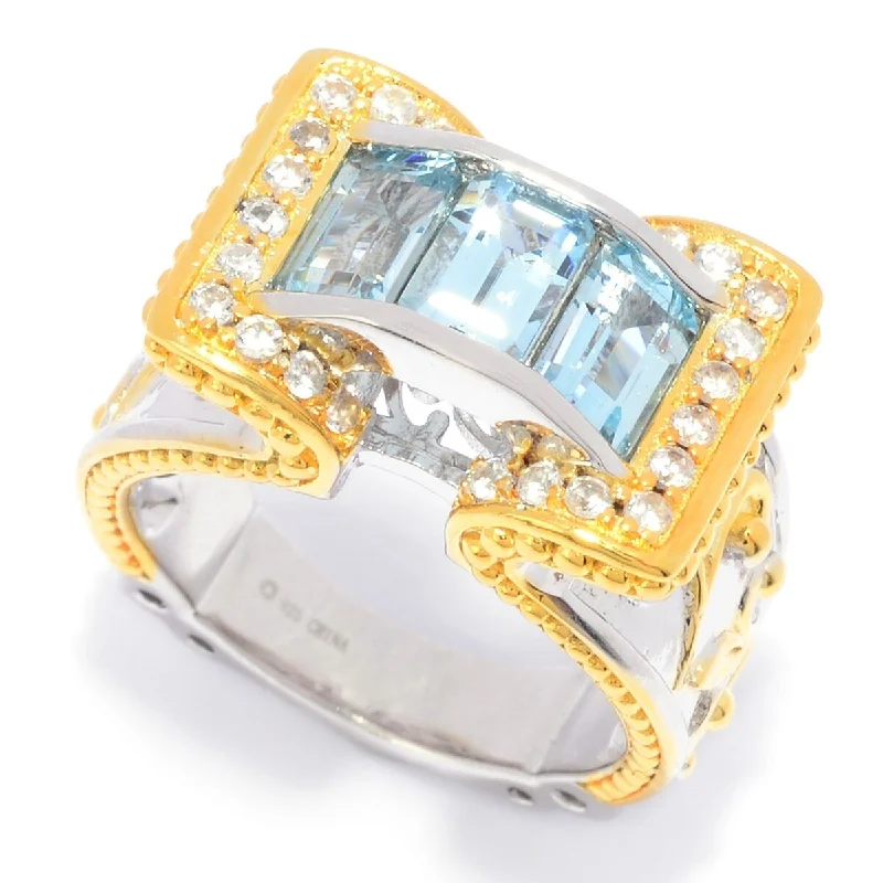 Topaz Gemstone Rings in 10K Gold with a Channel - Set Design for a Contemporary and Durable OptionSterling Silver 1.90ctw Aquamarine & White Zircon Ring Topaz Gemstone Rings in 10K Gold with a Channel - Set Design for a Contemporary and Durable OptionSterling Silver 1.90ctw Aquamarine & White Zircon Ring