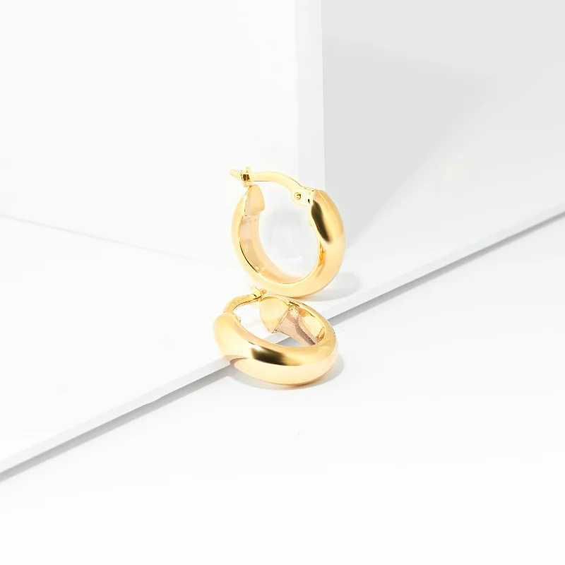 9K Yellow Gold Domed Hoop Earrings