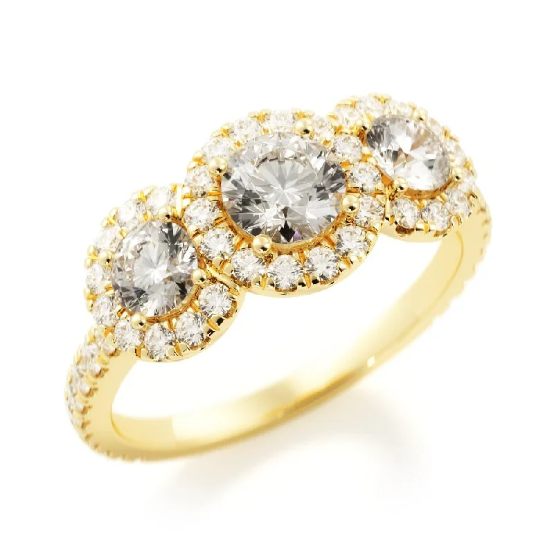 Men's Emerald Engagement Rings with 14K Yellow Gold and Vintage - Style FiligreeLight Source Halo Natural Round  Diamond Engagement Ring
