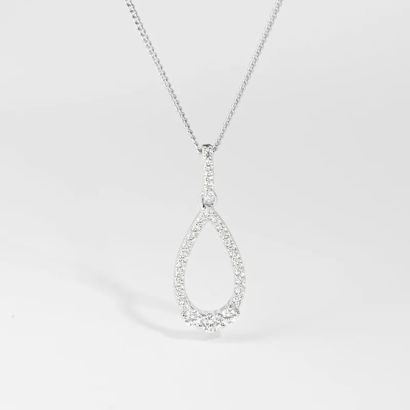 Sterling Silver Zirconia Claw Set Open Teardrop Pendant