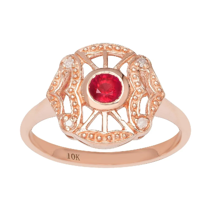 Emerald Gemstone Rings Set in Platinum with Filigree Work for a Vintage - Inspired LookViducci 10k Rose Gold Vintage Style Genuine Round Ruby and Diamond Accent Ring Emerald Gemstone Rings Set in Platinum with Filigree Work for a Vintage - Inspired LookViducci 10k Rose Gold Vintage Style Genuine Round Ruby and Diamond Accent Ring