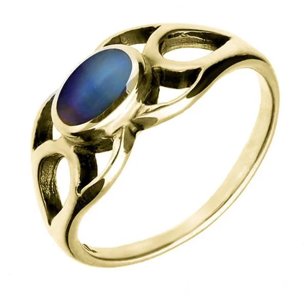 9ct Yellow Gold Moonstone Lattice Ring