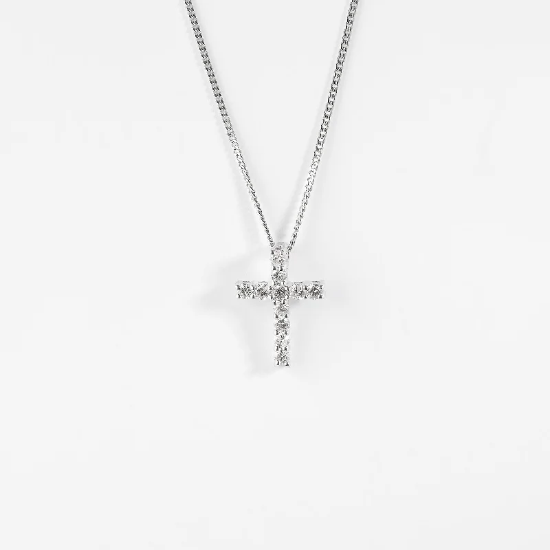 9K White Gold Diamond Cross Slider Pendant 0.33tdw