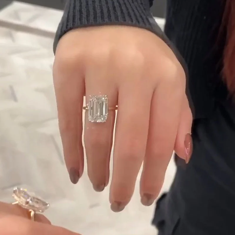 Men's Agate Engagement Rings in Sterling Silver with a Mosaic - Style InlayGorgeous 6.0CT Emerald Cut Sterling Silver Solitaire Ring Men's Agate Engagement Rings in Sterling Silver with a Mosaic - Style InlayGorgeous 6.0CT Emerald Cut Sterling Silver Solitaire Ring