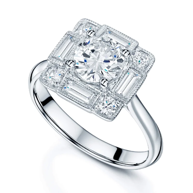 Men's Tourmaline Engagement Rings in 18K Two - Tone Gold with a Floral - Inspired SettingPlatinum GIA Certificated Round Brilliant Cut Square Cluster Ring With Baguette And Round Brilliant Cut Diamonds In A Millgrain Surround Men's Tourmaline Engagement Rings in 18K Two - Tone Gold with a Floral - Inspired SettingPlatinum GIA Certificated Round Brilliant Cut Square Cluster Ring With Baguette And Round Brilliant Cut Diamonds In A Millgrain Surround