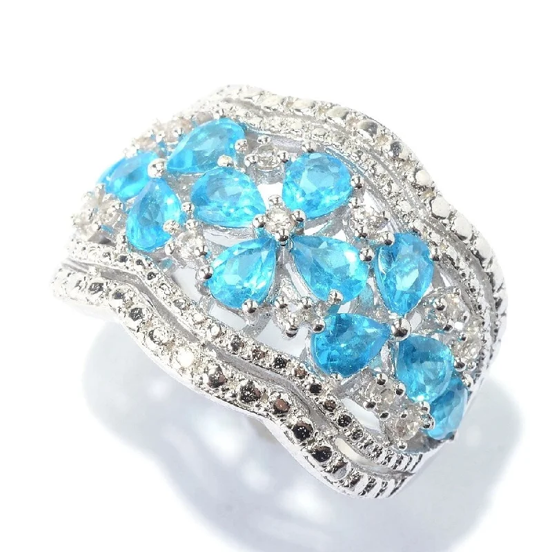 Moonstone Gemstone Rings in Silver - Plated Copper with a Celtic - Inspired Pattern for a Mystical VibeApatite & White Zircon Floral Scalloped Wide Band Ring Moonstone Gemstone Rings in Silver - Plated Copper with a Celtic - Inspired Pattern for a Mystical VibeApatite & White Zircon Floral Scalloped Wide Band Ring