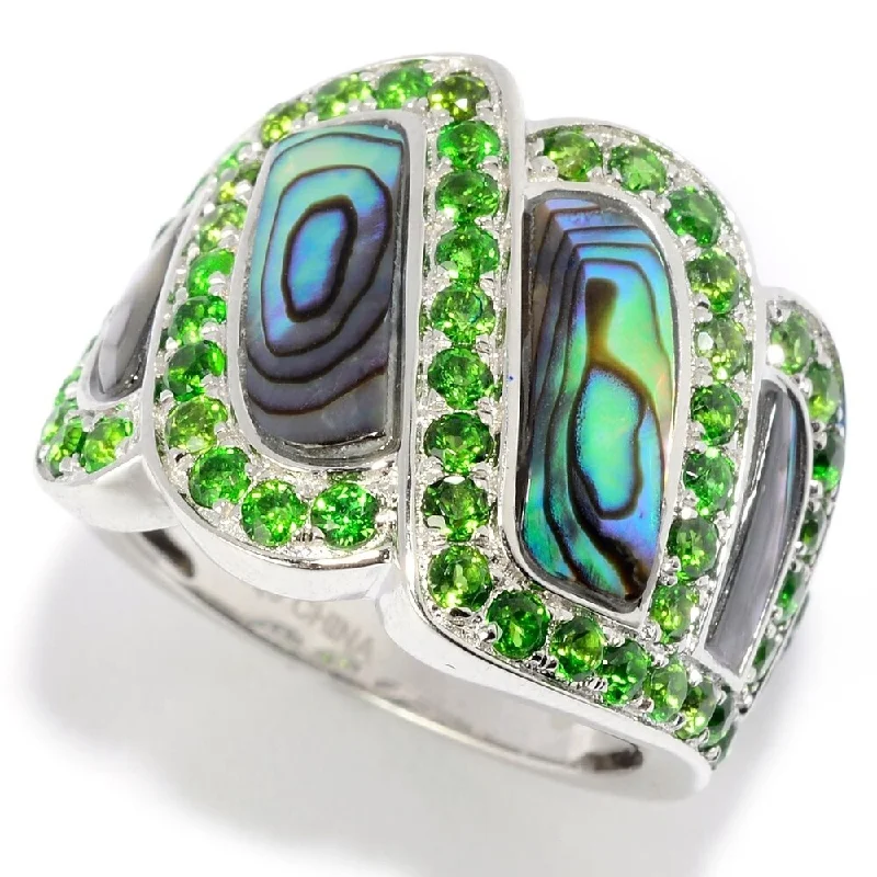 Sapphire Gemstone Rings in 18K White Gold with Diamond Accents for an Elegant EngagementSterling Silver Abalone & Chrome Diopside Wide Band Ring Sapphire Gemstone Rings in 18K White Gold with Diamond Accents for an Elegant EngagementSterling Silver Abalone & Chrome Diopside Wide Band Ring