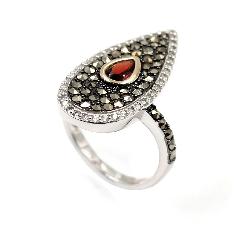Emerald Gemstone Rings Set in Platinum with Filigree Work for a Vintage - Inspired Look14k Gold and Sterling Silver Red Garnet and Marcasite Ring Emerald Gemstone Rings Set in Platinum with Filigree Work for a Vintage - Inspired Look14k Gold and Sterling Silver Red Garnet and Marcasite Ring