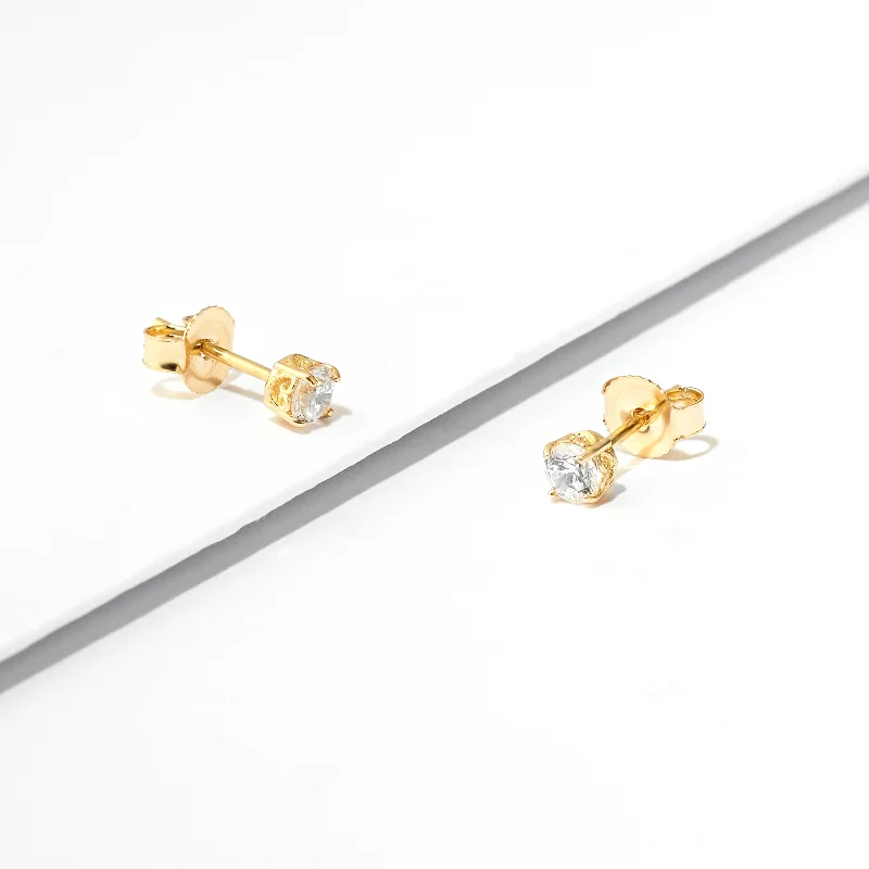 9k Yellow Gold Zirconia Stud Earrings 3.5mm