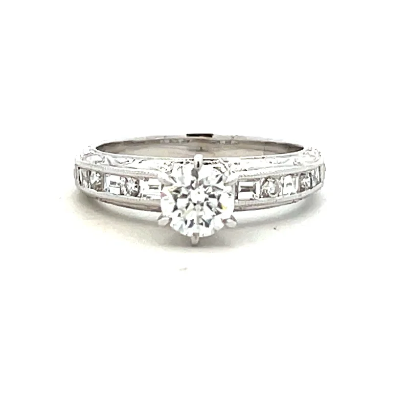 Men's Topaz Engagement Rings in 10K Gold with a Channel - Set Diamond Band18 Karat White Gold Rhodium Plated Hand-Engraved Engagement Ring Men's Topaz Engagement Rings in 10K Gold with a Channel - Set Diamond Band18 Karat White Gold Rhodium Plated Hand-Engraved Engagement Ring