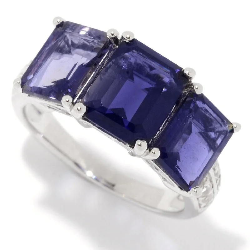 Amethyst Gemstone Rings in Sterling Silver with a Halo of Cubic Zirconia for a Budget - Friendly LuxurySterling Silver Emerald Iolite & White Topaz Ring Amethyst Gemstone Rings in Sterling Silver with a Halo of Cubic Zirconia for a Budget - Friendly LuxurySterling Silver Emerald Iolite & White Topaz Ring