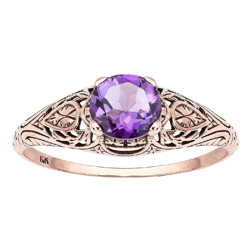 Opal Gemstone Rings in Rose Gold with a Milgrain Edge for a Feminine and Romantic StyleViducci 10k Rose Gold Vintage Style Genuine Amethyst Scroll Ring Opal Gemstone Rings in Rose Gold with a Milgrain Edge for a Feminine and Romantic StyleViducci 10k Rose Gold Vintage Style Genuine Amethyst Scroll Ring