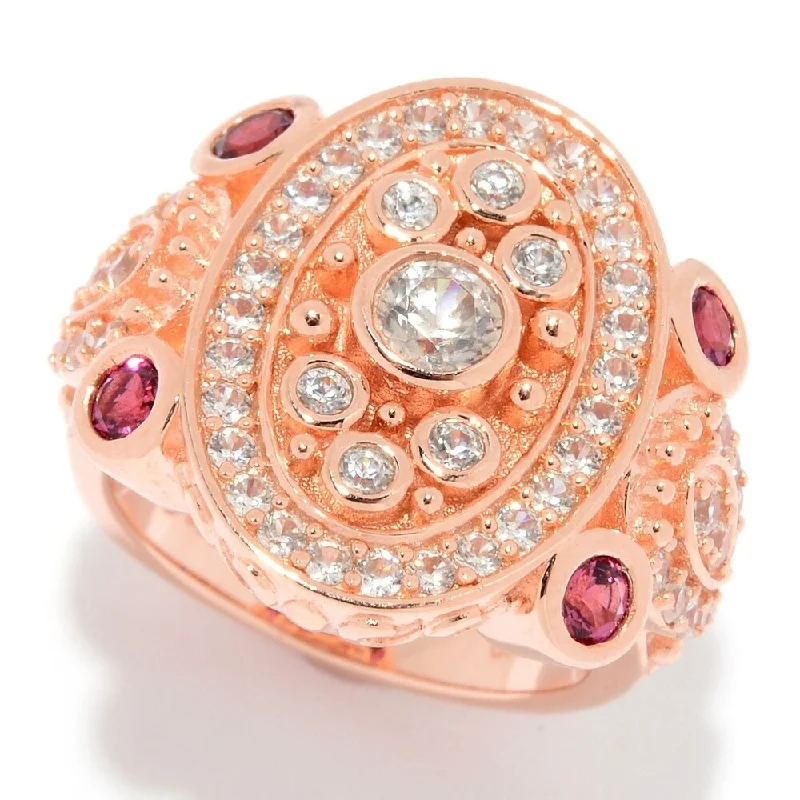 Emerald Gemstone Rings Set in Platinum with Filigree Work for a Vintage - Inspired LookSterling Silver 1.95ctw White Zircon & Pink Tourmaline Halo Ring Emerald Gemstone Rings Set in Platinum with Filigree Work for a Vintage - Inspired LookSterling Silver 1.95ctw White Zircon & Pink Tourmaline Halo Ring