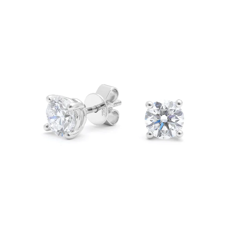 18K White Gold Round Brilliant Lab Diamond Solitaire Screw Back Stud Earrings 2.0tdw 18K White Gold Round Brilliant Lab Diamond Solitaire Screw Back Stud Earrings 2.0tdw
