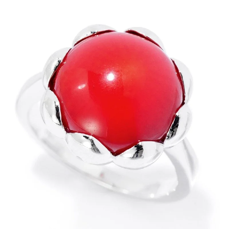 Malachite Gemstone Rings in 14K Gold with a Carved Stone for a Unique and Artistic AppealSterling Silver 12mm Red Coral Flower Ring Malachite Gemstone Rings in 14K Gold with a Carved Stone for a Unique and Artistic AppealSterling Silver 12mm Red Coral Flower Ring