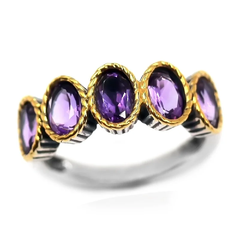 Aquamarine Gemstone Rings in 9K Gold with a Bezel Setting for a Modern and Secure Fit925 Sterling Silver African Amethyst 5-Stone Ring Aquamarine Gemstone Rings in 9K Gold with a Bezel Setting for a Modern and Secure Fit925 Sterling Silver African Amethyst 5-Stone Ring