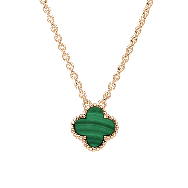 chain necklaces for brides18ct Rose Gold Malachite Bloom Small Four Leaf Clover Ball Edge Chain Necklace chain necklaces for brides18ct Rose Gold Malachite Bloom Small Four Leaf Clover Ball Edge Chain Necklace