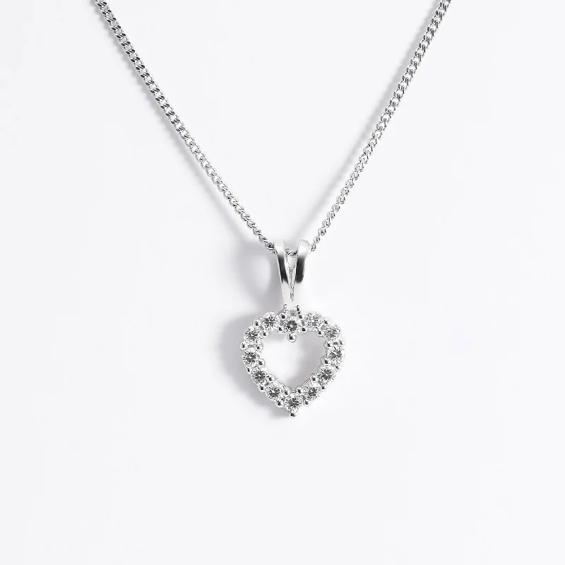 Sterling Silver Zirconia Open Heart Pendant With Split Bail