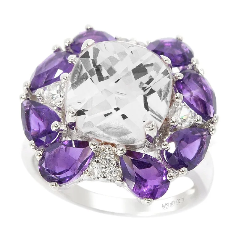 Opal Gemstone Rings in Rose Gold with a Milgrain Edge for a Feminine and Romantic StyleSterling Silver with White Quartz, Amethyst and White Zircon Ring Opal Gemstone Rings in Rose Gold with a Milgrain Edge for a Feminine and Romantic StyleSterling Silver with White Quartz, Amethyst and White Zircon Ring