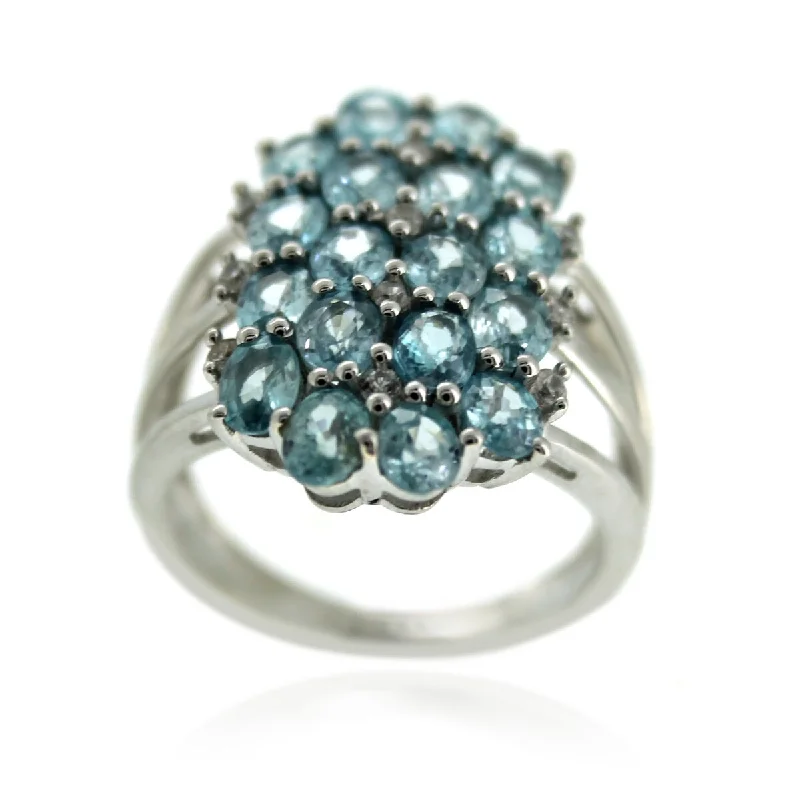 Topaz Gemstone Rings in 10K Gold with a Channel - Set Design for a Contemporary and Durable Option925 Sterling Silver Blue Zircon and White Natural Zircon Ring Topaz Gemstone Rings in 10K Gold with a Channel - Set Design for a Contemporary and Durable Option925 Sterling Silver Blue Zircon and White Natural Zircon Ring