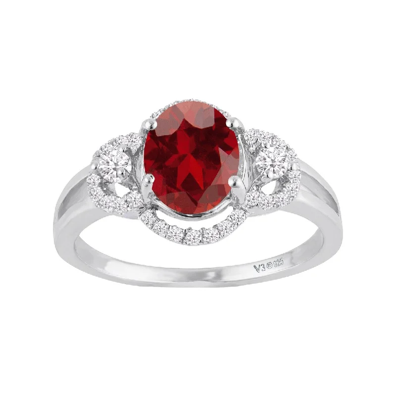 Turquoise Gemstone Rings in 925 Silver with a Southwestern - Inspired Design for a Rustic CharmSterling Silver with Natural Garnet and White Zircon Halo Ring Turquoise Gemstone Rings in 925 Silver with a Southwestern - Inspired Design for a Rustic CharmSterling Silver with Natural Garnet and White Zircon Halo Ring
