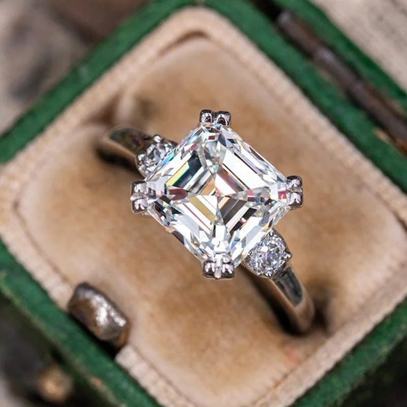 Men's Opal Engagement Rings in 10K Gold with a Milgrain - Trimmed BandClassic Three Stone Asscher Cut Sterling Silver Engagement Ring Men's Opal Engagement Rings in 10K Gold with a Milgrain - Trimmed BandClassic Three Stone Asscher Cut Sterling Silver Engagement Ring