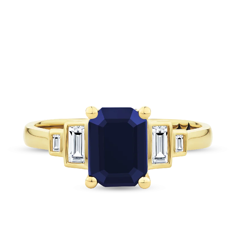 Men's Tanzanite Engagement Rings in Palladium with a Three - Stone ArrangementBluebird™ Sapphire & 2.40ct TW Diamond Ring in 9ct Yellow Gold