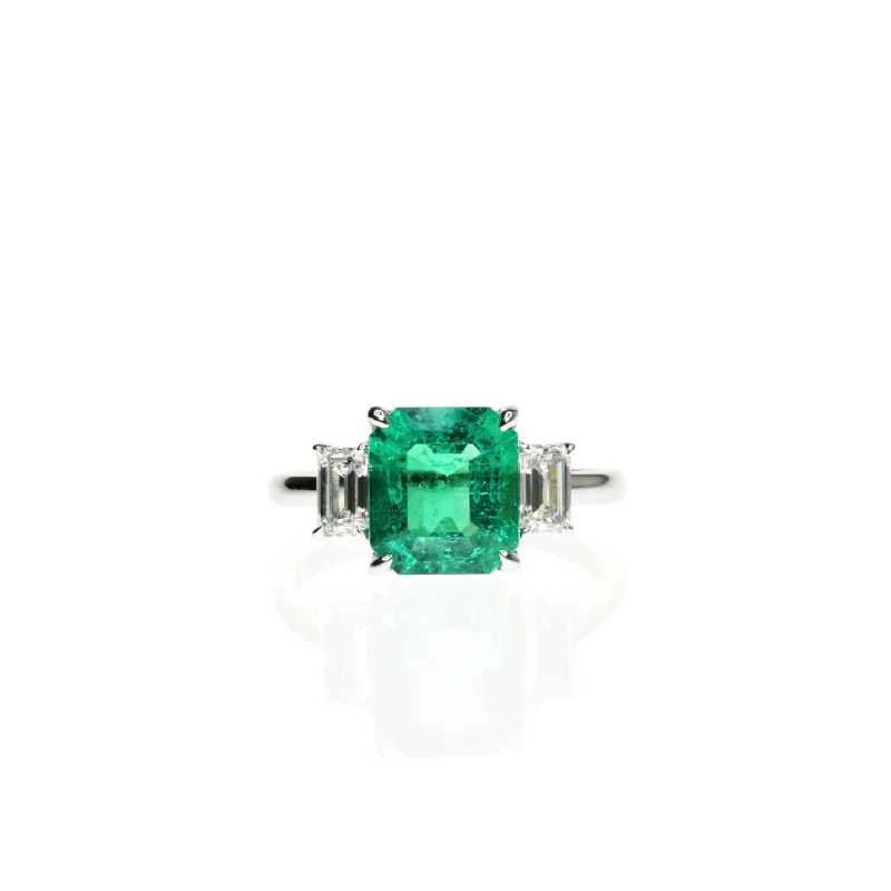 Men's Sapphire Engagement Rings in 18K White Gold with Pave Diamond AccentsOctagon Shaped Emerald Ring Men's Sapphire Engagement Rings in 18K White Gold with Pave Diamond AccentsOctagon Shaped Emerald Ring