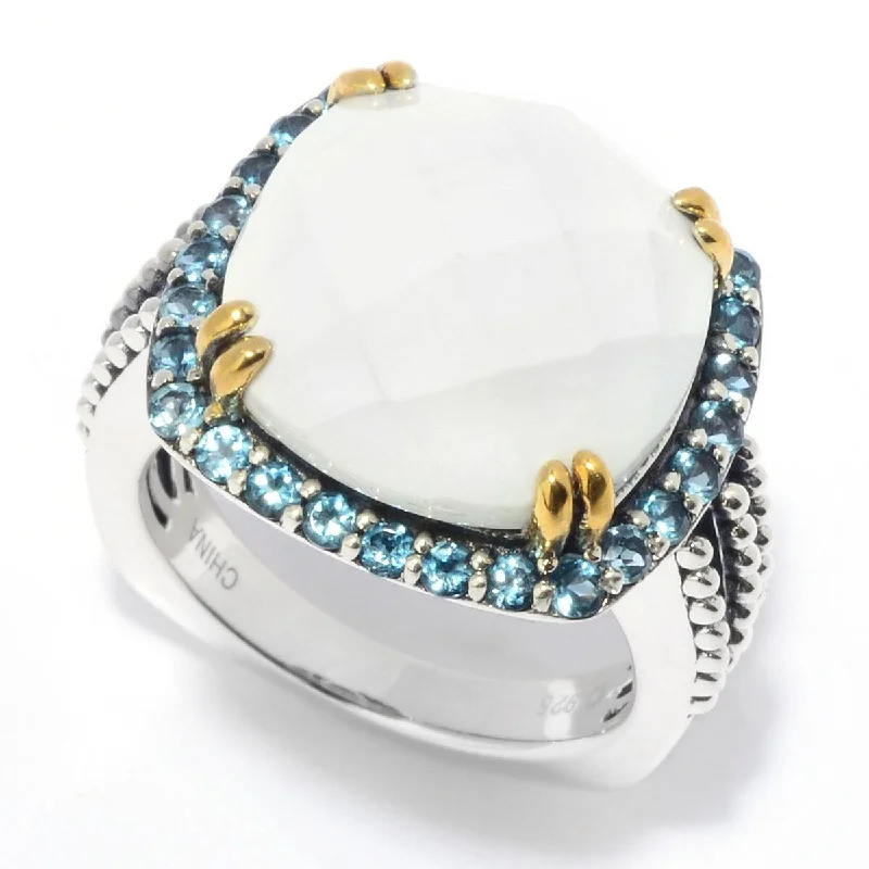 Topaz Gemstone Rings in 10K Gold with a Channel - Set Design for a Contemporary and Durable Option925 Sterling Silver White Magnesite, London Blue Topaz Ring Topaz Gemstone Rings in 10K Gold with a Channel - Set Design for a Contemporary and Durable Option925 Sterling Silver White Magnesite, London Blue Topaz Ring