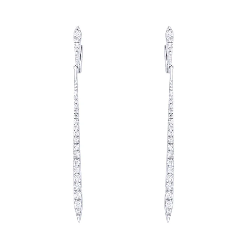 Diamond Hoop & Bar Drop Earrings