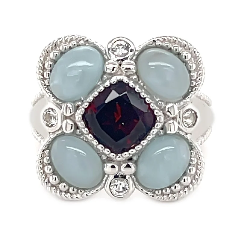 Garnet Gemstone Rings in 18K Gold Vermeil with Intricate Engravings for a Traditional Aesthetic925 Sterling Silver Milky Aquamarine,Red Garnet,White Topaz Ring Garnet Gemstone Rings in 18K Gold Vermeil with Intricate Engravings for a Traditional Aesthetic925 Sterling Silver Milky Aquamarine,Red Garnet,White Topaz Ring