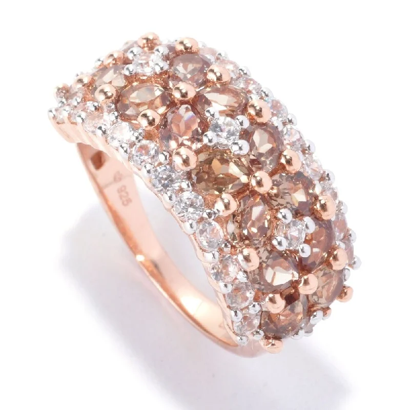Tourmaline Gemstone Rings in 18K Two - Tone Gold with a Floral - Shaped Setting for a Feminine Touch18K Rose Vermeil 3.9Ctw Pear Shaped Malaya Garnet and White Zircon Cluster Ring Tourmaline Gemstone Rings in 18K Two - Tone Gold with a Floral - Shaped Setting for a Feminine Touch18K Rose Vermeil 3.9Ctw Pear Shaped Malaya Garnet and White Zircon Cluster Ring