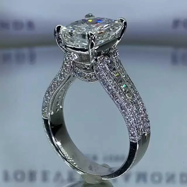 Men's Peridot Engagement Rings in 14K Gold - Filled Metal with a Micro - Pave Setting4.0 CT Radiant Cut Sterling Silver Engagement Ring