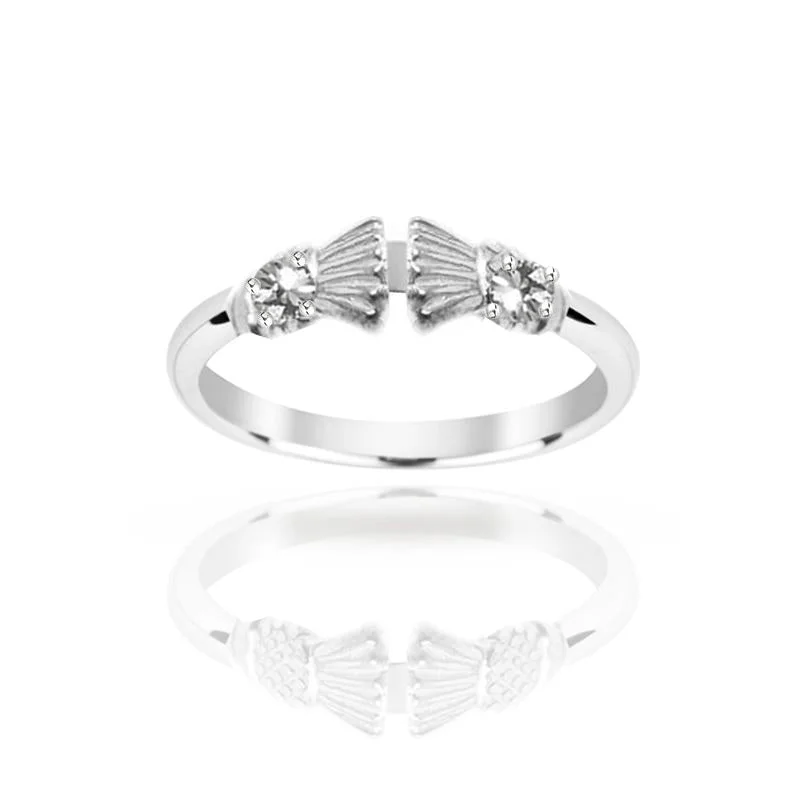 Traditional Edinburgh Scottish Thistle Torque Ring with Two Diamond