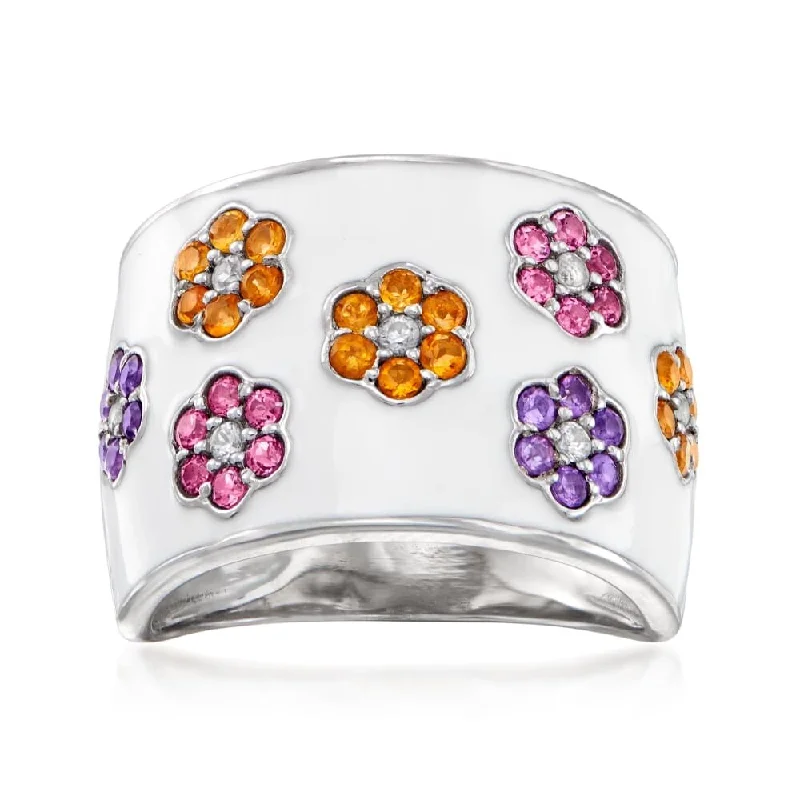 Moonstone Gemstone Rings in Silver - Plated Copper with a Celtic - Inspired Pattern for a Mystical Vibe925 Sterling Silver Multi Gemstone Band Ring Moonstone Gemstone Rings in Silver - Plated Copper with a Celtic - Inspired Pattern for a Mystical Vibe925 Sterling Silver Multi Gemstone Band Ring