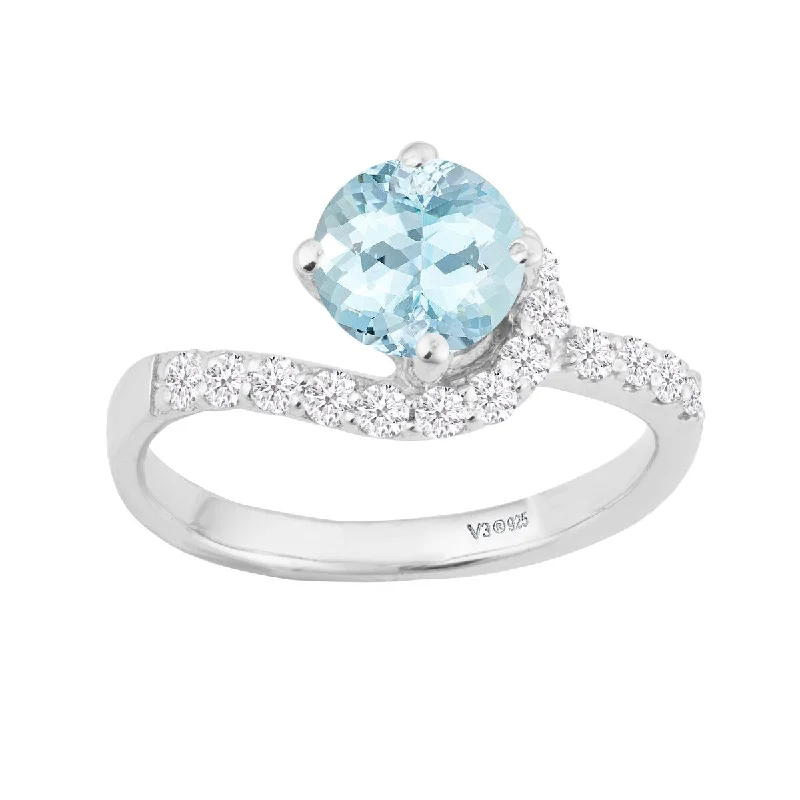 Aquamarine Gemstone Rings in 9K Gold with a Bezel Setting for a Modern and Secure FitSterling Silver with Natural Aquamarine and White Zircon Promise Ring Aquamarine Gemstone Rings in 9K Gold with a Bezel Setting for a Modern and Secure FitSterling Silver with Natural Aquamarine and White Zircon Promise Ring