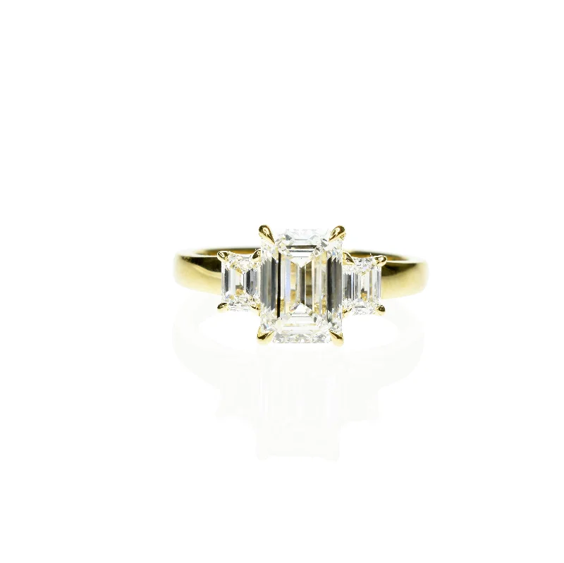 Men's Sapphire Engagement Rings in 18K White Gold with Pave Diamond AccentsTrilogy Emerald Cut Diamond Ring Men's Sapphire Engagement Rings in 18K White Gold with Pave Diamond AccentsTrilogy Emerald Cut Diamond Ring