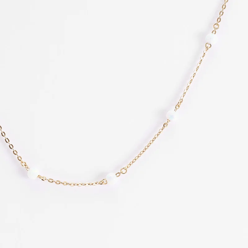 chain necklaces care maintenance9K Yellow Gold 45cm Opal Station Chain Necklace