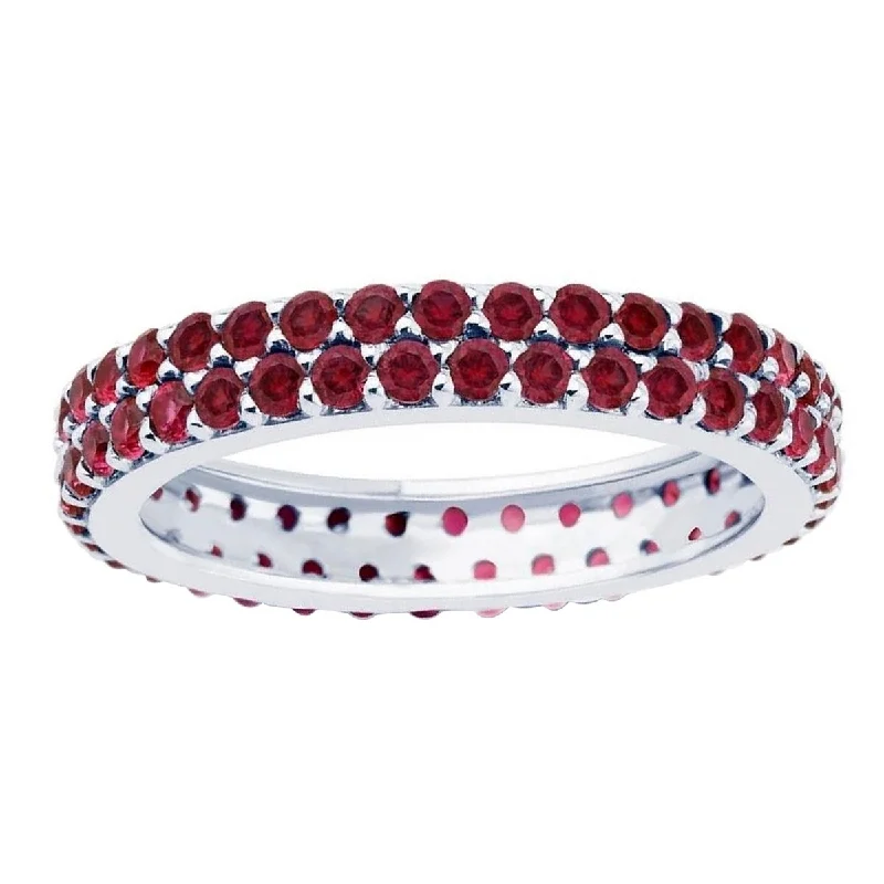 Sapphire Gemstone Rings in 18K White Gold with Diamond Accents for an Elegant EngagementSterling Silver with Natural Garnet Two Row Eternity Band Ring Sapphire Gemstone Rings in 18K White Gold with Diamond Accents for an Elegant EngagementSterling Silver with Natural Garnet Two Row Eternity Band Ring