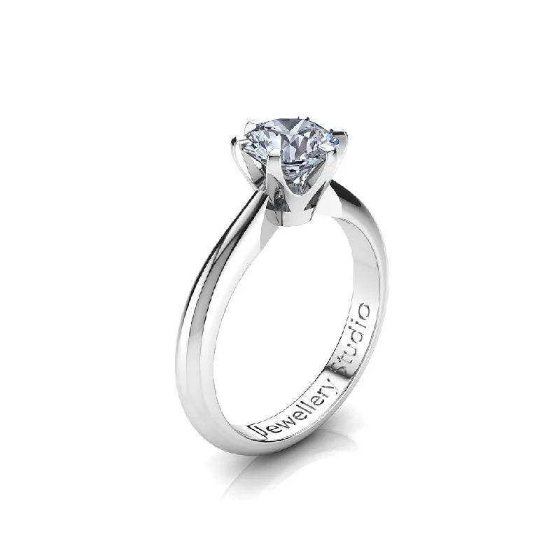 Men's Black Onyx Engagement Rings Set in Titanium for a Modern and Bold LookSolitaire Engagement Ring with 1.00ct Round Brilliant Cut Diamond