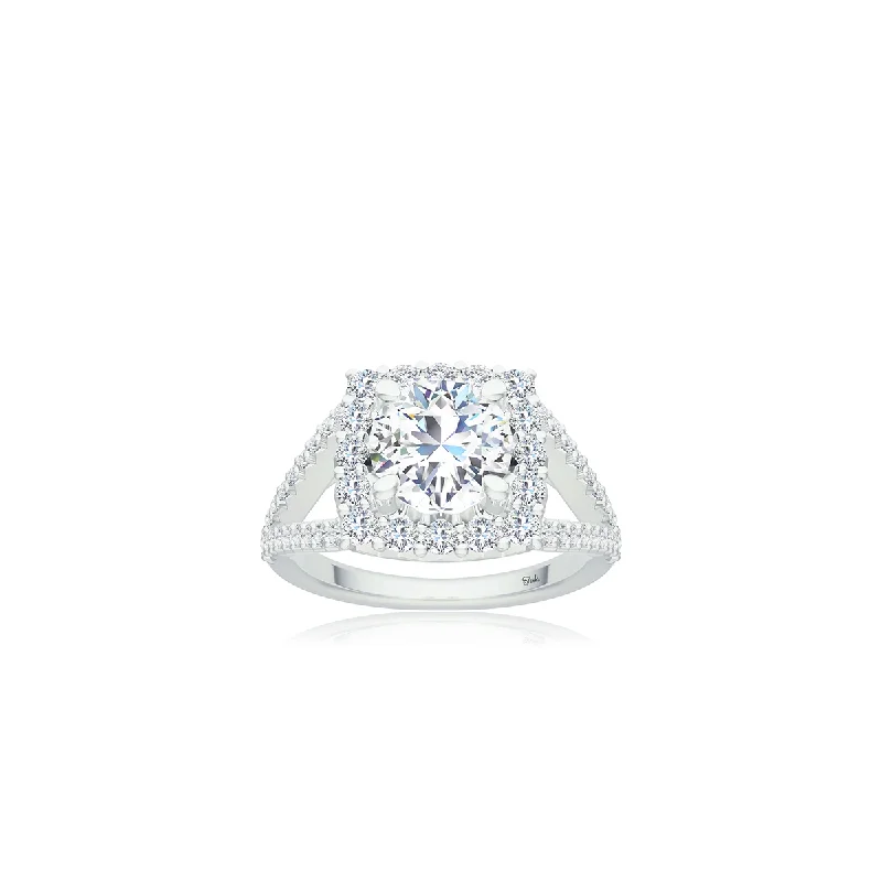 Men's Opal Engagement Rings in 10K Gold with a Milgrain - Trimmed BandThe Studio Collection Round Diamond Cushion Halo Split Shank Engagement Ring