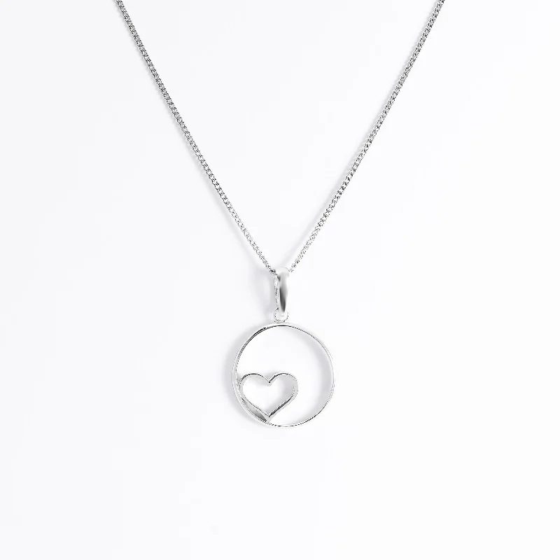 Sterling Silver Open Circle With Heart Pendant