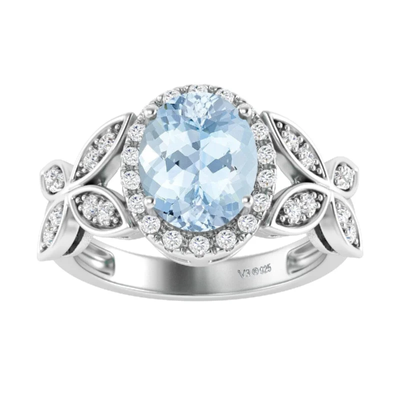 Moonstone Gemstone Rings in Silver - Plated Copper with a Celtic - Inspired Pattern for a Mystical VibeSterling Silver with Natural Aquamarine and White Topaz Halo Ring Moonstone Gemstone Rings in Silver - Plated Copper with a Celtic - Inspired Pattern for a Mystical VibeSterling Silver with Natural Aquamarine and White Topaz Halo Ring