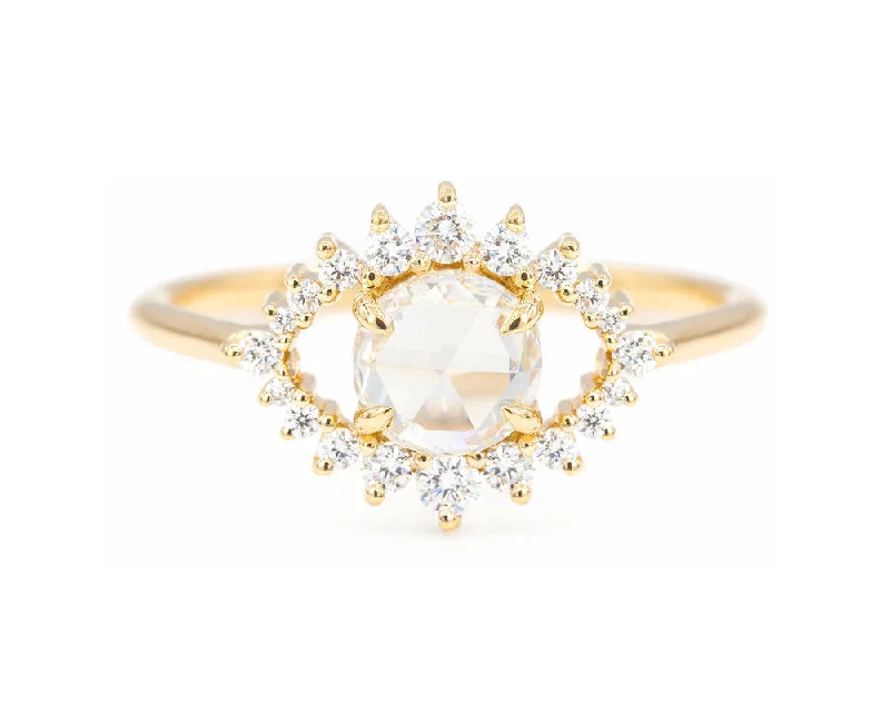 Men's Garnet Engagement Rings in 18K Gold Vermeil with Intricate Engraved DetailsSullivan Rose Cut Diamond Ring
